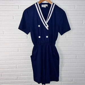 S. Robert’s Vintage Navy Blue and White Nautical Romper, Women’s Size Small